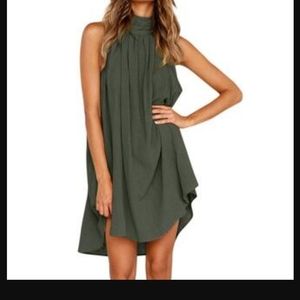 Olive Green Halter Dress